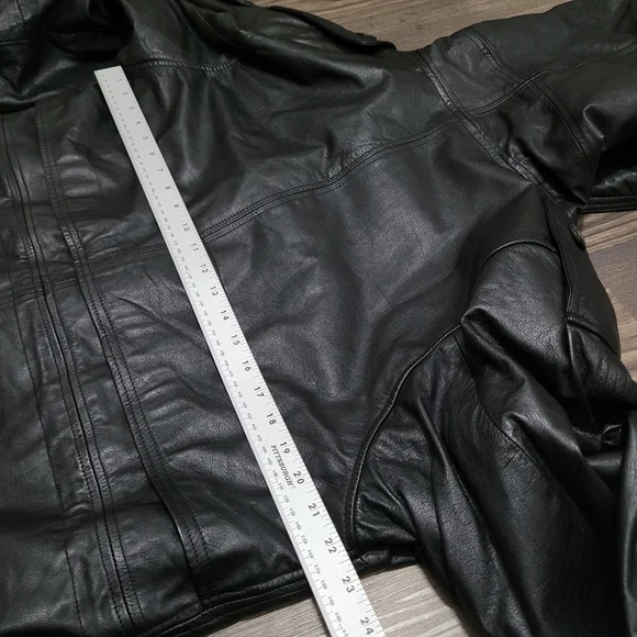 Vintage 90’s Pelle Club Hooded Black Genuine Leather Jacket M Mobwife Heavy - Picture 9 of 11